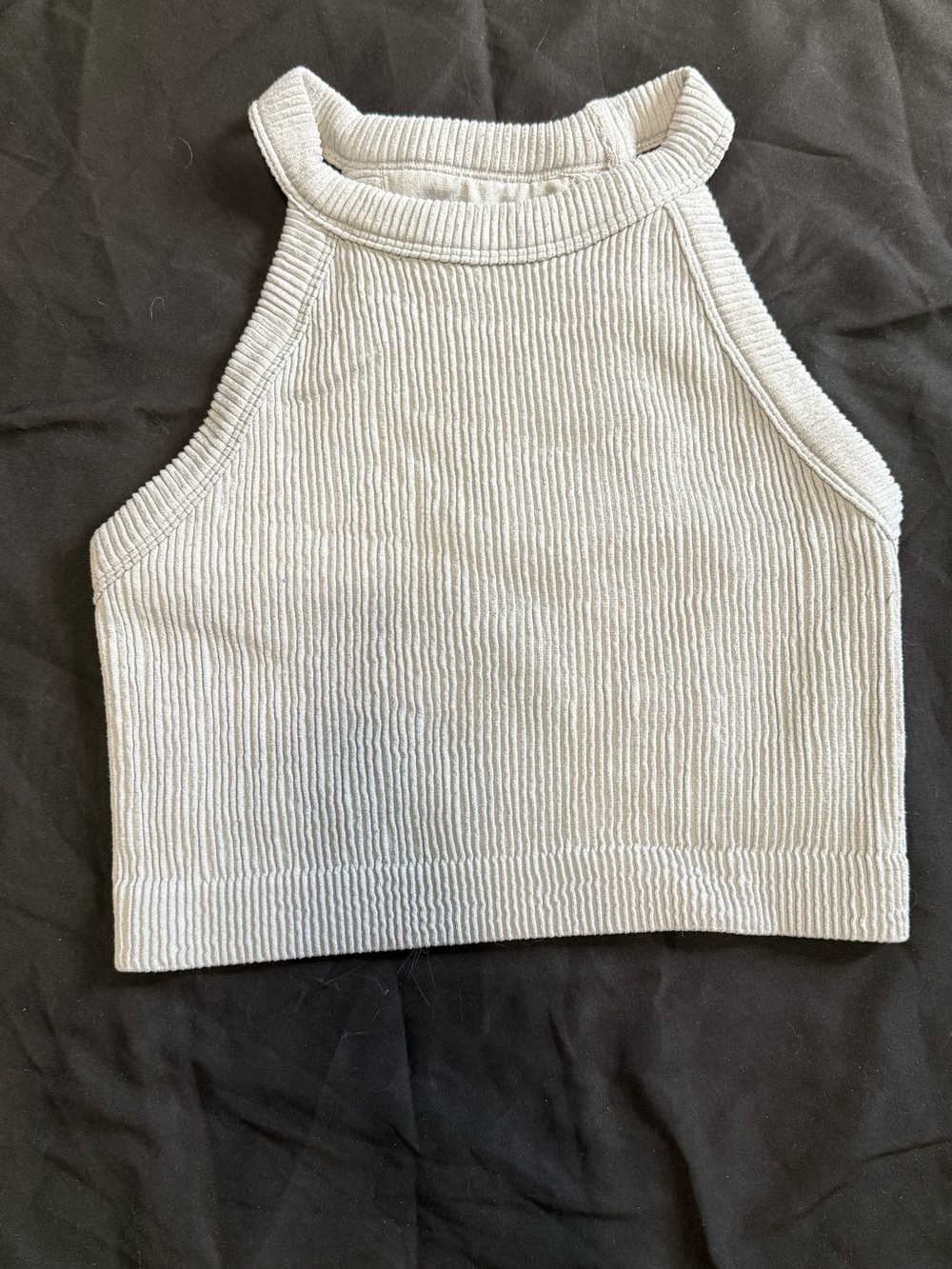 Ribbed High Neck Crop Tank Top